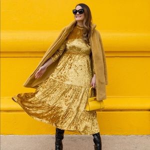 TUCKERNUCK Velvet Tiered Midi Dress